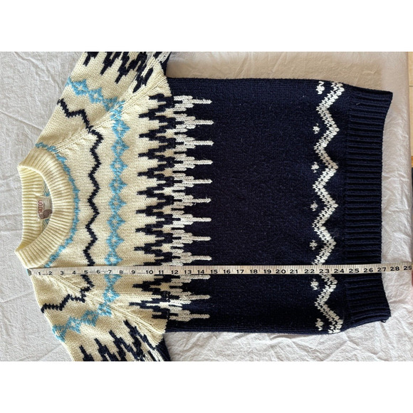 Vintage Silton Of California Nordic Fair Isle Pullover Crewneck L Large Blue - Picture 5 of 7